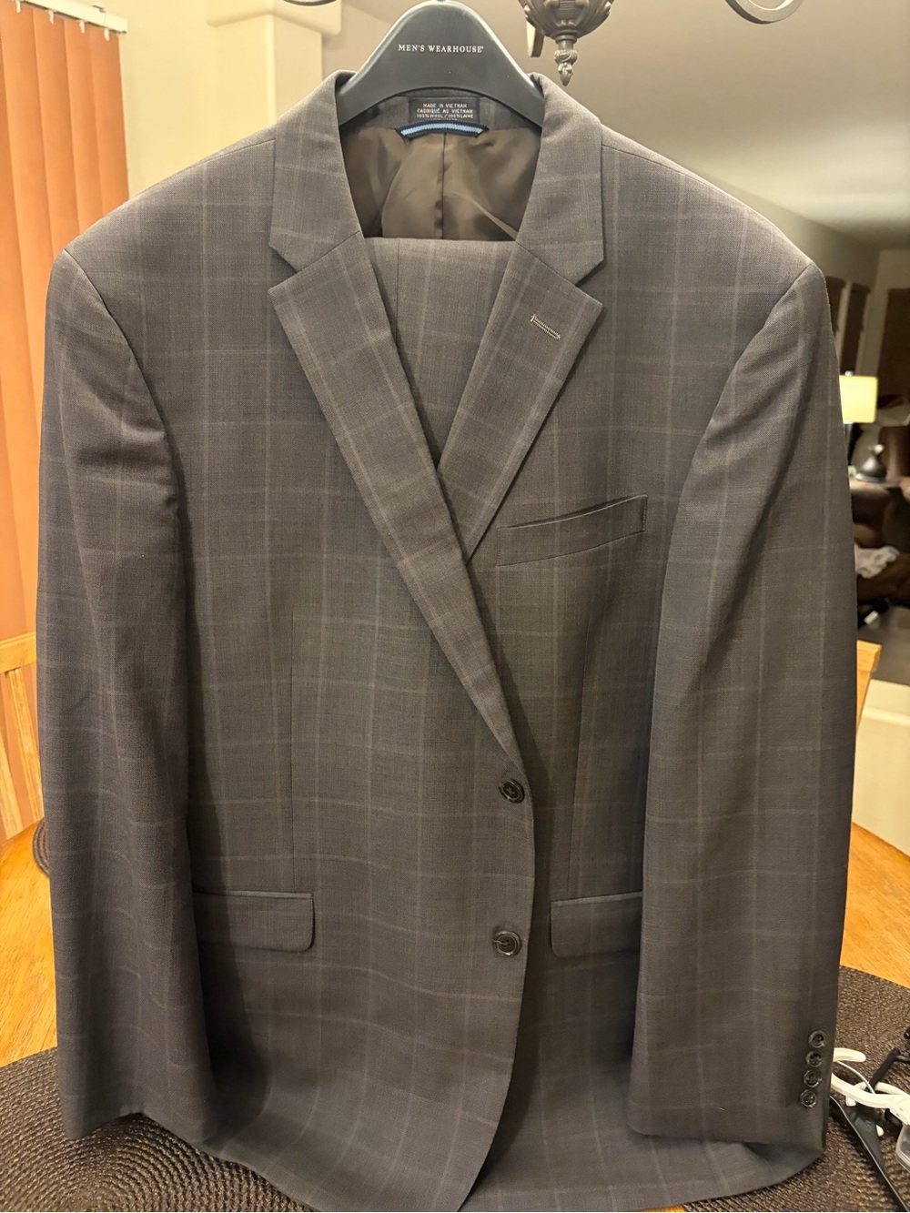 Tommy Hilfiger Charcoal Gray Windowpane Plaid Suit Jacket